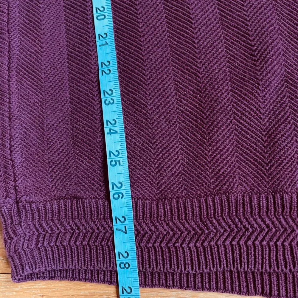 Vtg Chaps Ralph Lauren Herringbone Cotton Pullover Crewneck Sweater XL Burgundy